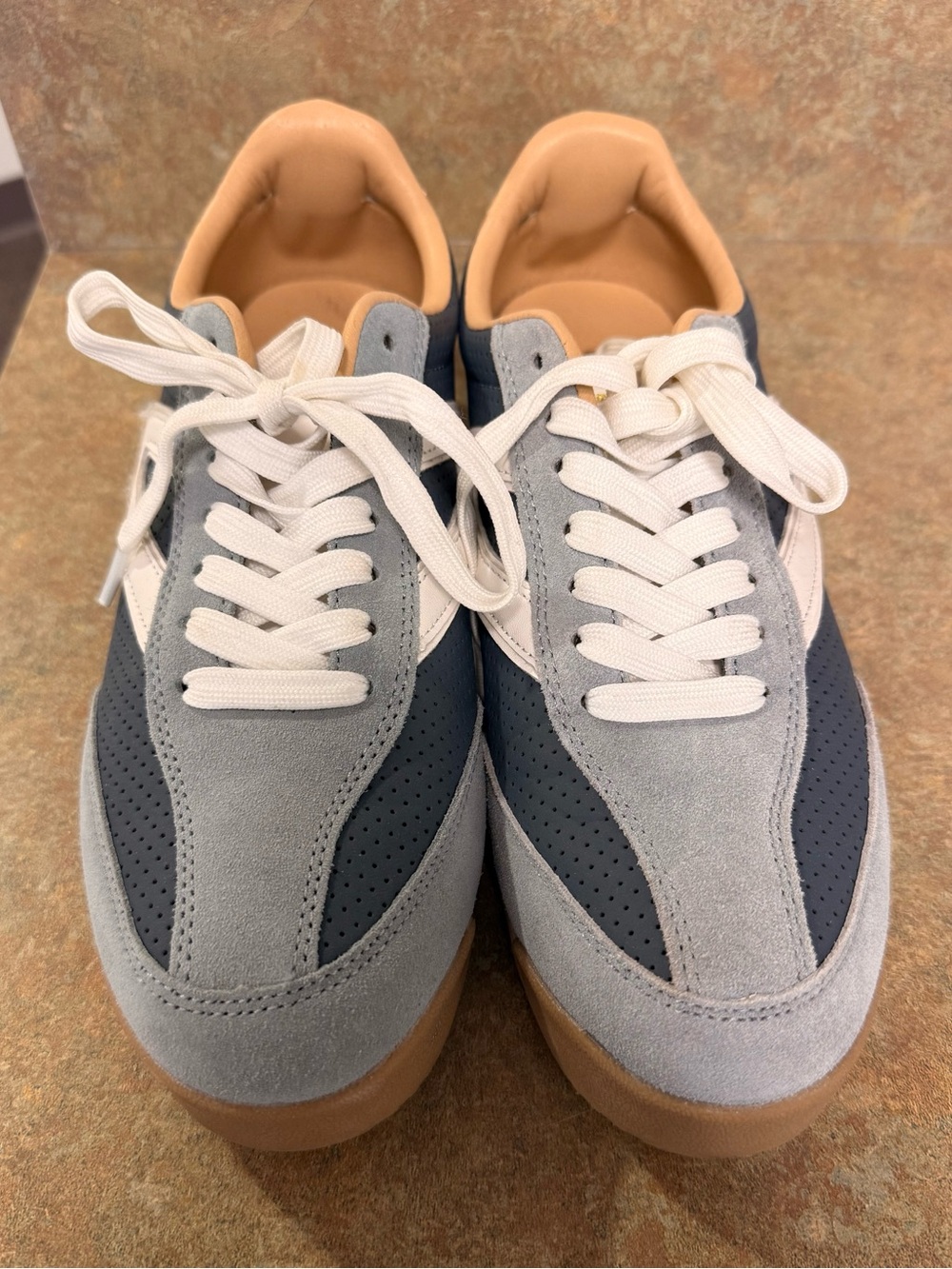 Tretorn Women’s Two-Tone Gray and Navy Suede Sneakers